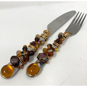 Jeweled Gold Wire Wrapped Flatware Set